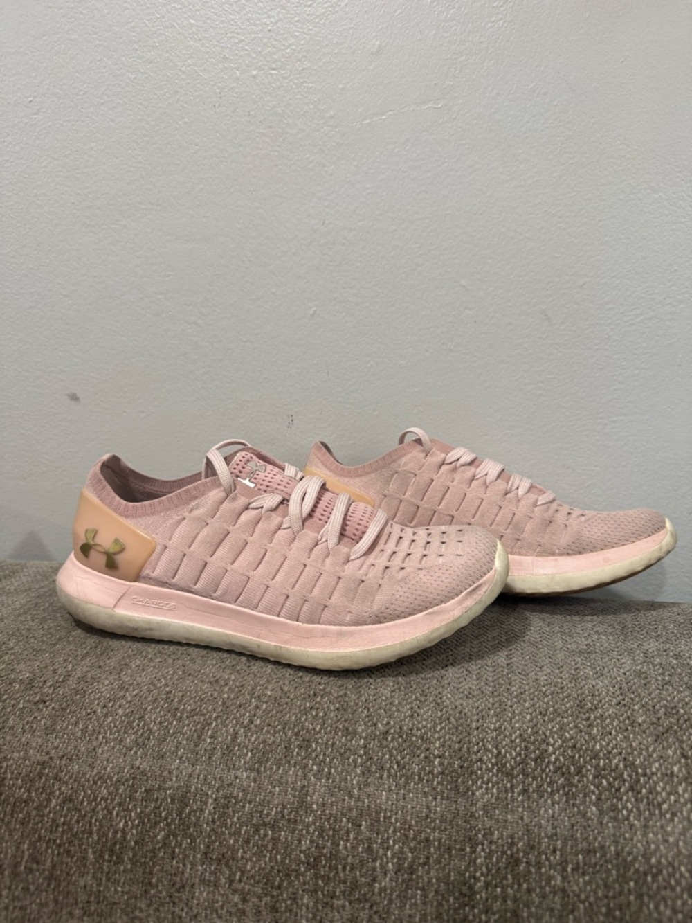 Under Armour Women’s Light Pink Woven Slip-On Athletic Sneakers